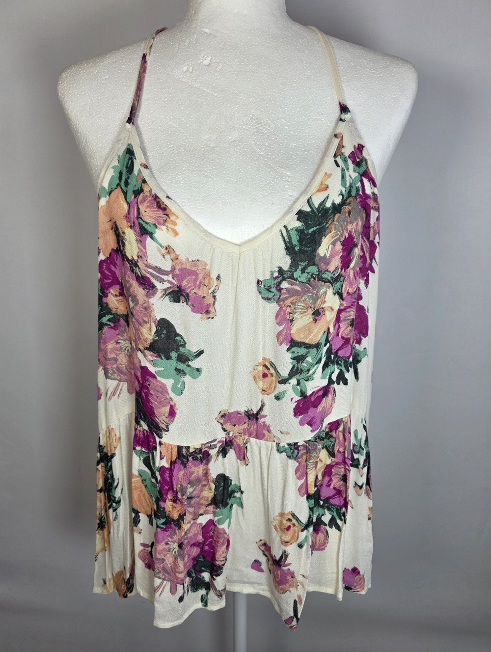 Lovestitch Floral Boho Tank Top M Flowy Babydoll Coastal Grandma Cottagecore
